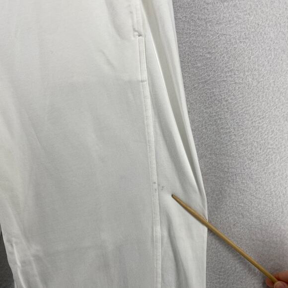 EILEEN FISHER Pants L Stretch Organic Cotton Jersey Carrot Tapered Ankle White - Picture 12 of 13